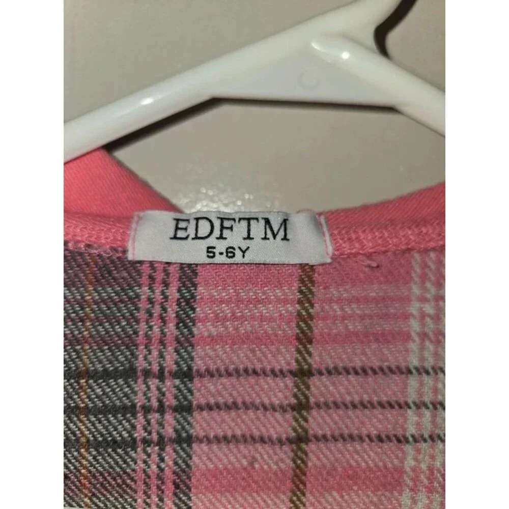 Pink & Grey Plaid Zip-Up Hooded Jacket (Size 5-6Y)